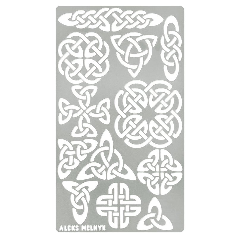 Aleks Melnyk No.32 Metal Journal Stencil, Pyrography Celtic Patterns, Celtic Knot, Viking Stencil, Wood Burning Template, Wood Carving, Bullet Journaling - Image 1